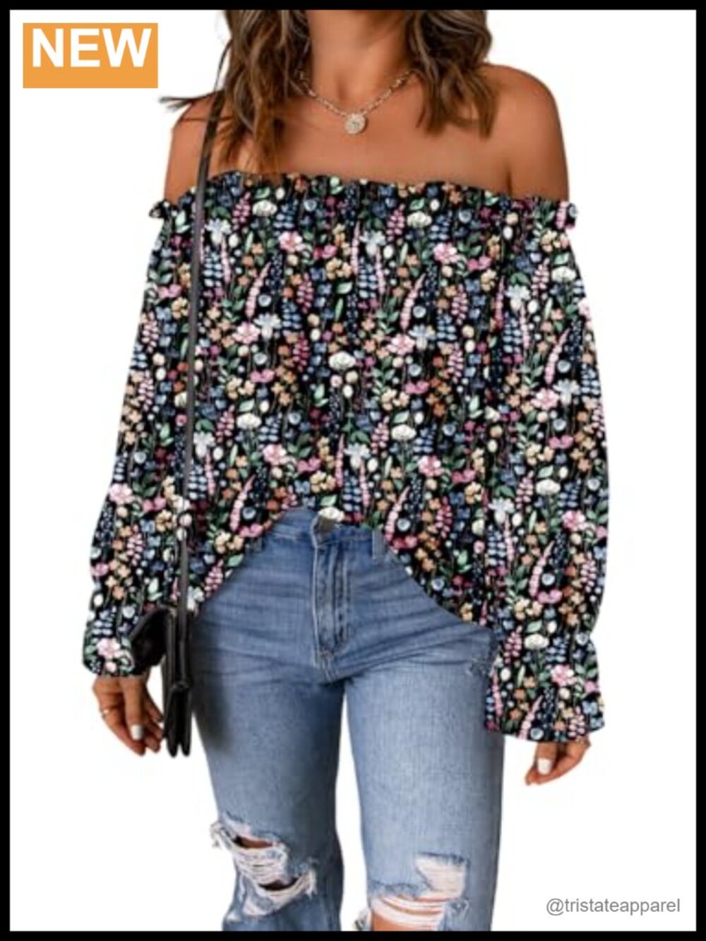 Chiffon Off Shoulder Top Ruffle Long Sleeve Blouse Casual Loose Shirt